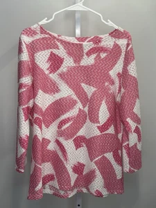 Ruby Rd. Damenbluse rot/weiß abstrakt Top, Größe L.  1Q - Bild 1 von 6