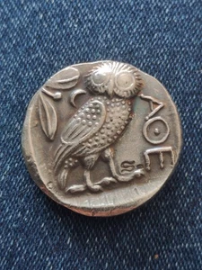 Greek Athens Owl Coin, Attica Athens Tetradrachm Drachm 490-407 BC (R€PR0 Coin) - Picture 1 of 4
