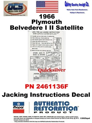 Calcomanía Belvedere 1966 instrucciones de conexión por satélite Early Prod 2461136F MoPar EE. UU. Foto 1 de 3