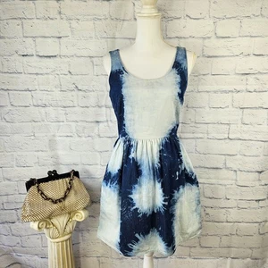 American Eagle Größe 4 blau Batik Chambray ärmellos A-Linie Kleid Taschen - Bild 1 von 11