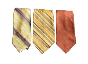 Vintage 60's 70's Wide Tie Lot Damon Wembley Yellow Brown Striped Ties - 30 - Picture 1 of 7