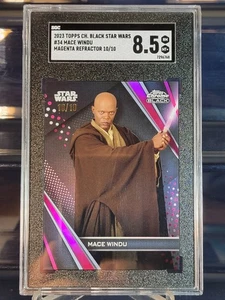 2023 Topps STAR WARS Chrome Black #34 Mace Windu MAGENTA #10/10 SGC 8.5 NM MT+ - Picture 1 of 2