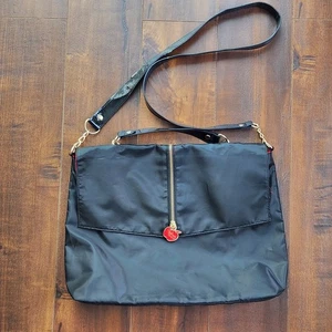 Y2K 2000's Apple Bottom Shoulder Bag Purse Messenger Black Red Gold Apple Charm - Picture 1 of 18