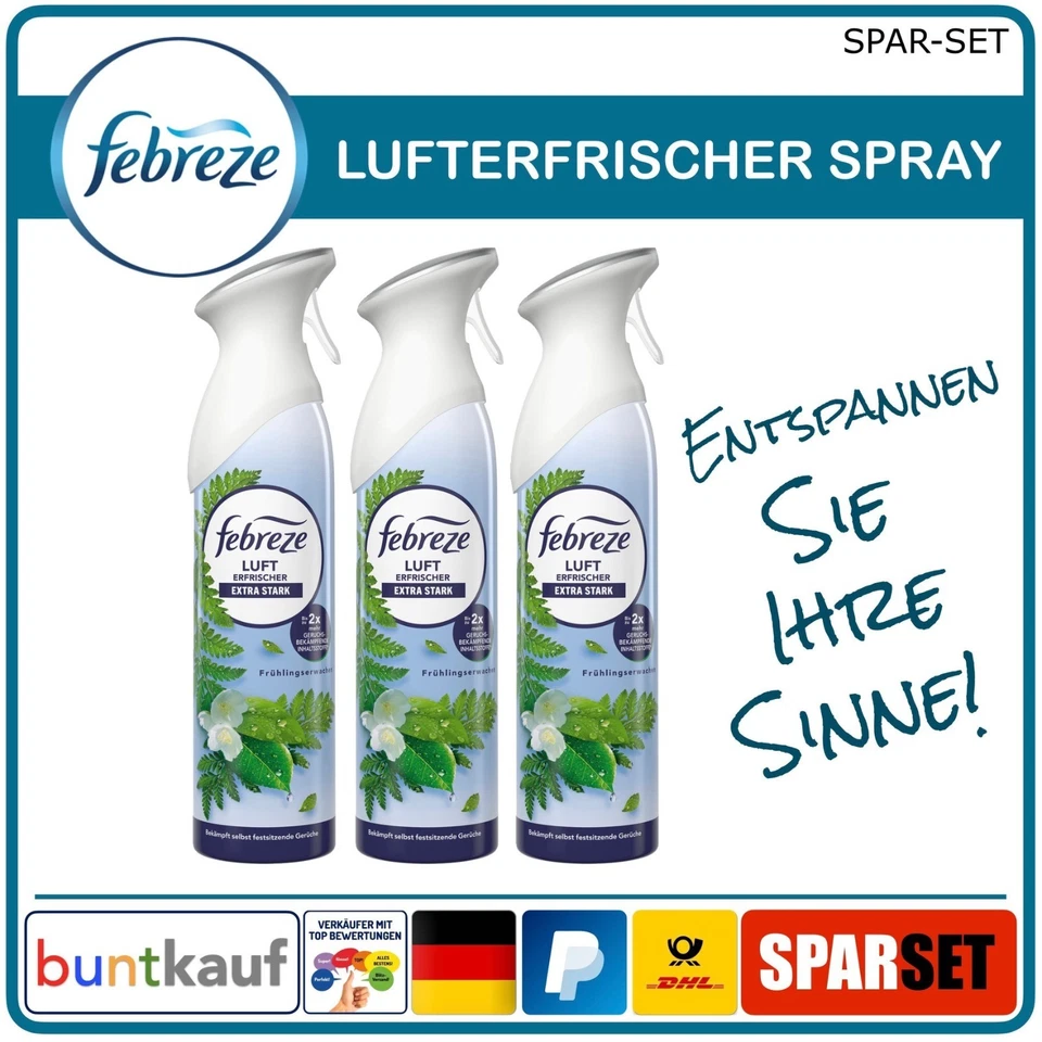 3x Febreze Lufterfrischer Spray Frühlingserwachen 185 ml - Bild 1 von 1