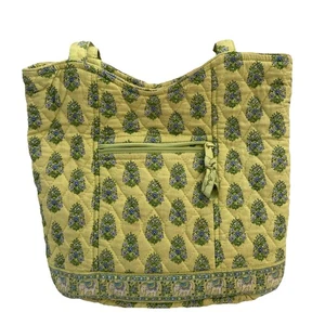 Vera Bradley Tote Purse Shoulder Hand Bag Yellow Paisley ~ 12”x10”x3.5” GUC - Picture 1 of 10