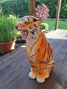 Große Keramik Tiger Figur, Statue, Vintage - Bild 1 von 7
