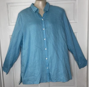 J. Jill Love Leinen Essential Hemd Island Blau Gr. XL Neu Strand 100% Leinen - Bild 1 von 11