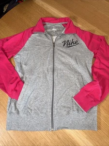 Nike Damenjacke Größe Medium rosa und grau durchgehender Reißverschluss Swoosh - Bild 1 von 8