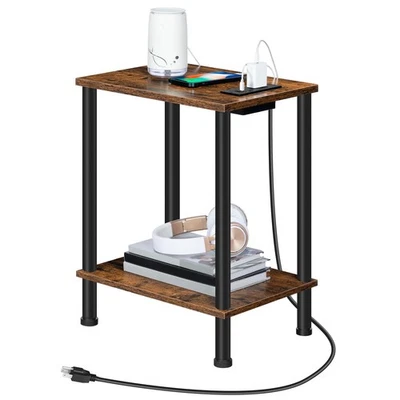 Side Table with Charging Station, End Table with USB Port and Outlet, Nightst... - Image 1 of 4