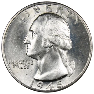 1945 Washington Quarter BU/UNC Brilliantly Uncirculated Coin A2565 - Picture 1 of 2