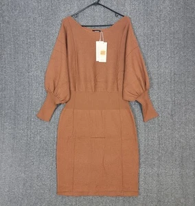 Dokotoo Sweater Dress Womens XL Brown Off Shoulder Long Dolman Sleeve Midi - Picture 1 of 13