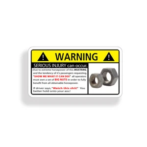 Funny MUSTANG NUTS Extreme Horsepower Warning Sticker Car Vehicle Decal Graphic - Picture 1 of 1
