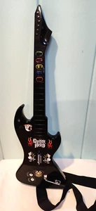 PS3  React Black Wireless Guitar for Guitar Hero, NO DONGLE, TESTED WORKS GREAT - Picture 1 of 14