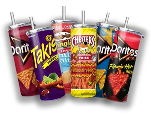 Takis Hot Fries Doritoes Chips 20 OZ TAZZA BICCHIERE ACCIAIO INOX + COPERCHIO/PAGLIA - Foto 1 di 10