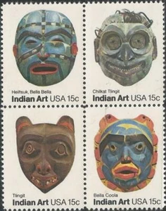 Block of 4 stamps - Scott 1834-37 - 15 cent - Indian Art - 1980 - MNH - Picture 1 of 1