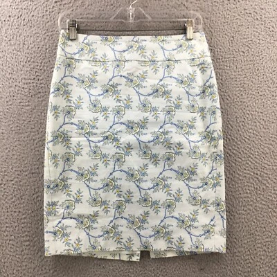 Ann Taylor Straight & Pencil Skirt Womens 2 (Actual 28X21) Blue Floral Zip Back - Image 1 of 4