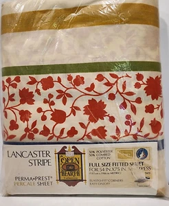 Vintage Sears Open Hearth Lancaster Stripe Full Fitted Sheet NIP - Picture 1 of 3
