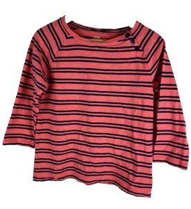 Joe Fresh Child Girl XL Pullover Button Shirt Tee Orange Striped 3/4 Raglan - Picture 1 of 13