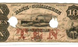 $10 "BANK OF COMMERCE" (SHIPS AHOY) 1800'S "BANK OF COMMERCE" (GEORGIA) NICE!!! - Picture 1 of 3