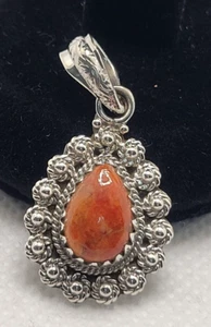 Kingman Red Mohave Türkis Anhänger 925 Sterling Silber Seil & Perlen Detail - Bild 1 von 5