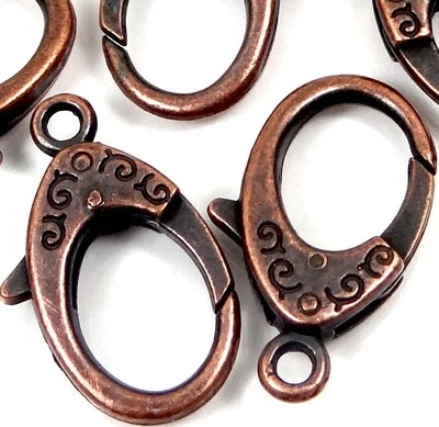 31x18mm X- Large Antique Copper Pewter Lobster Claw Clasps (4)  - Image 1 of 2
