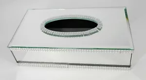 Home, Office/ mirrored tissue box holder decorated with Rhinestone/ Clear mirror - Picture 1 of 4