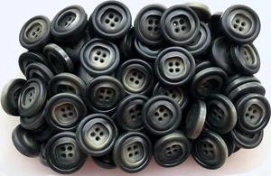 Large 32mm 50L Warm Soft Grey Dark Grey Swirl Polished 4 Hole Buttons (Y135) - Picture 1 of 1