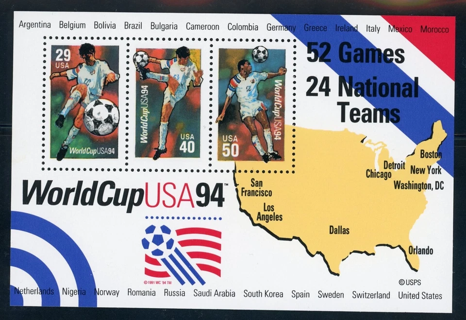 US Stamp #2837 World Cup 1994 - Souvenir Sheet - MNH - CV $4.50 - Image 1 of 1