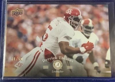 Tarjeta dorada de fútbol americano Alabama Upper Deck 2012 Derrick Thomas 31/50 rara #50 Foto 1 de 3