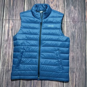 Lands' End Mens Medium Puffer Vest Full Zip Down Fill Mock Neck  Blue - Picture 1 of 10