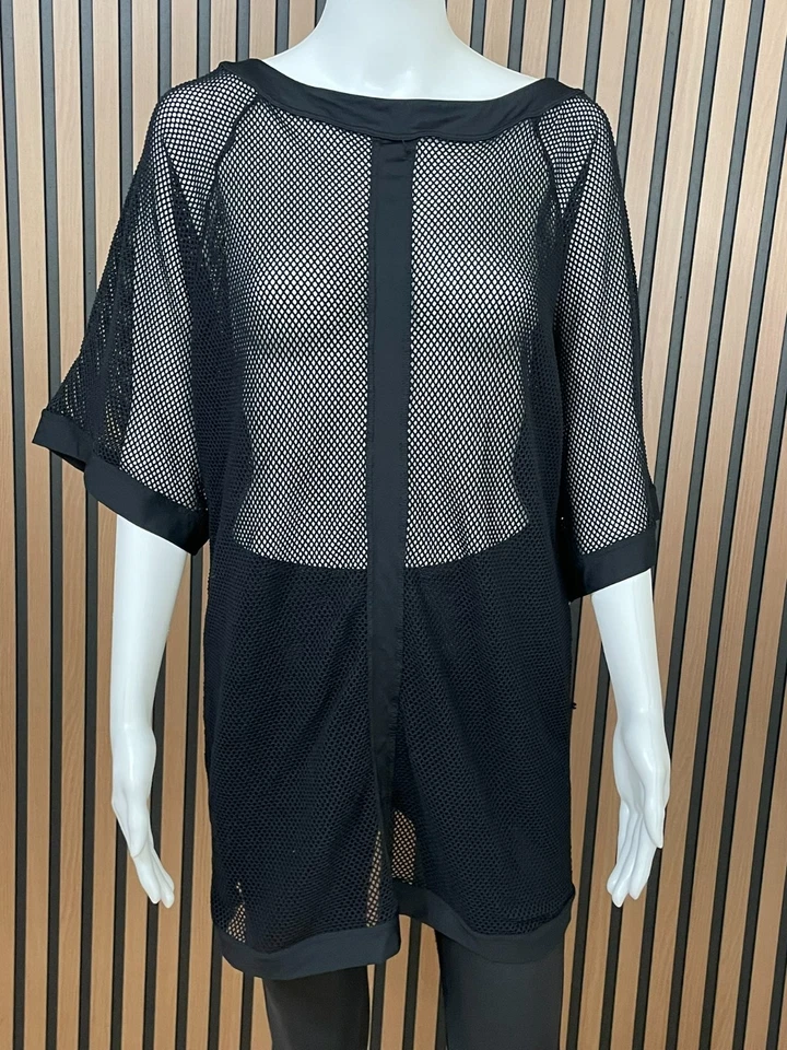 Traje de baño transparente Carmen Marc Valvo XS negro malla cubierta rejilla Foto 1 de 4