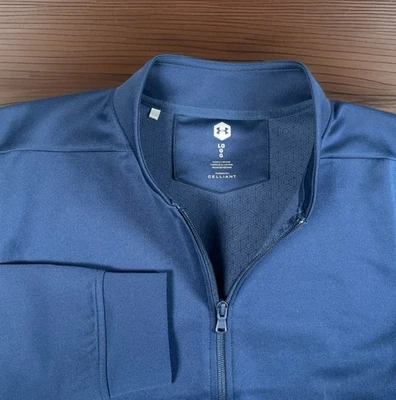 Chaqueta deportiva Under Armour cremallera completa para hombre L azul manga larga tela celliante-usada en excelente estado Foto 1 de 4