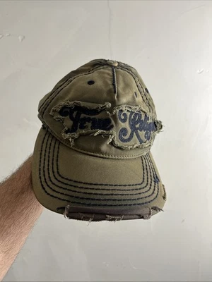 Gorra de béisbol True Religion de colección ajustable envejecida verde militar Y2K Foto 1 de 4