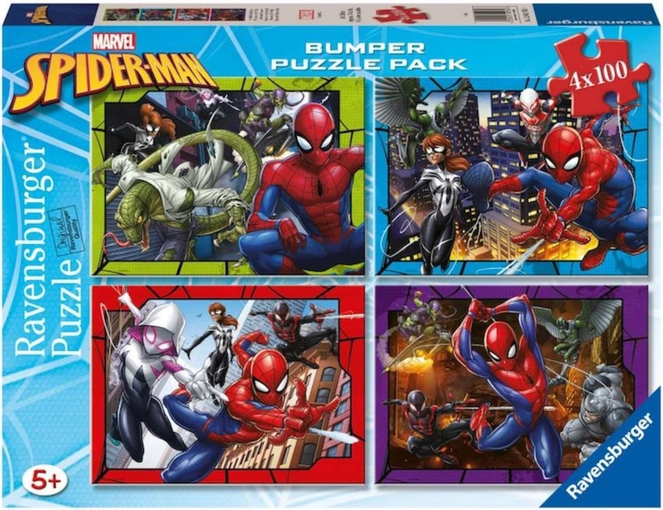 NUEVO Rompecabezas Ravensburger 4x100 Piezas 5+ Edades Marvel Spider-Man Foto 1 de 4