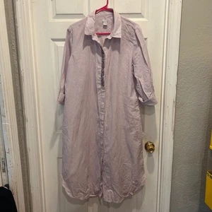 Chico's XL 3 Leinen gestreift Shirt Kleid Button Down verziert Freizeit Tunika - Bild 1 von 7