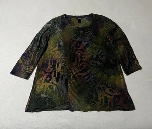 Ali Miles Blouse Size Large Animal Print Artsy Tunic Top Pullover Rayon Blend - Picture 1 of 8