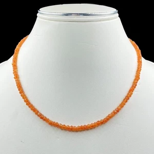 Orange Carnelian Faceted 3-4MM Gemstone Beaded Handmade Men Women Necklace 18" - Picture 1 of 12