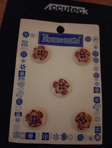 Nouveaute Buttons -5 Bicentennial 4 Hole Buttons - Bells 1776-1976 Vintage - Picture 1 of 2