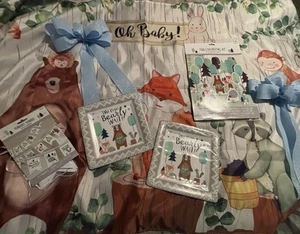 It’s A Boy Woodland Animals Baby Shower Party Banner, Decor, Plates, Pennant LOT - Picture 1 of 7