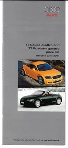 Audi TT Specifications 2004-2005 UK Brochure Coupe & Roadster 150, 180, 225, 3.2 - Picture 1 of 2