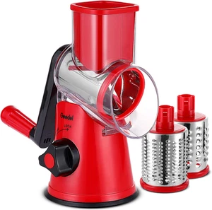Geedel Rotary Cheese Grater, Kitchen Mandoline Vegetable Slicer with 3 Interc... - Picture 1 of 12
