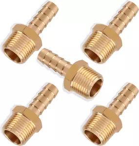 5 Stück Messing Schlauch Widerhaken Fittings 5/16 Zoll Widerhaken bis 3/8 Zoll NPT Außengewinde Luftschlauch - Bild 1 von 12