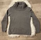 PRIA Gray COWL NECK Sweater 100% COTTON Knit Womens Size Large L Long Sleeve