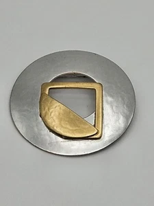 Vintage Marjorie Baer MB SF Silver & Gold Tone Modernist Brooch Pin - Picture 1 of 16