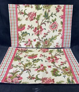 Set of 2 Floral And Plaid Waverly Reversible Placemats May Medley - Picture 1 of 5