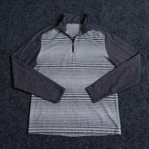 Lululemon Sweater Men’s L Striped Activewear Pullover 1/4 Zip Reflective Gray - Picture 1 of 9