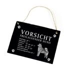 Vorsicht freilaufender Hund Finnischer Spitz Hundeschild aus Schiefer – 22cm x 1