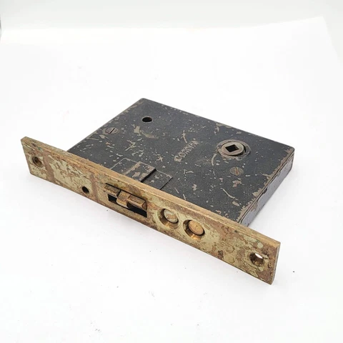 Vintage Exterior Mortise Lock Door Hardware Salvage Deadbolt Push Button Lock Cover