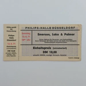 EMERSON, LAKE & PALMER Concert TICKET 6/13/1971 Philipshalle Dusseldorf Germany - Picture 1 of 2