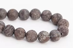 6MM Natural Matte Brown Snowflake Obsidian Grade AAA Round Loose Beads 7" - Foto 1 di 3